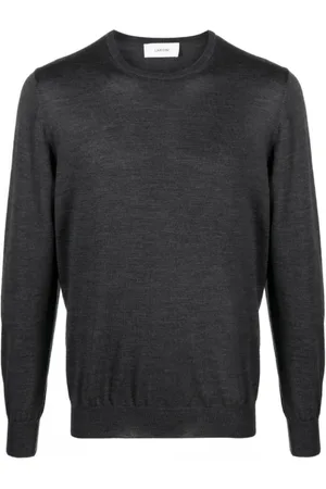 LARDINI Truien, Heren, Grijs, L, Wol, Charcoal Grey Wool Jumper