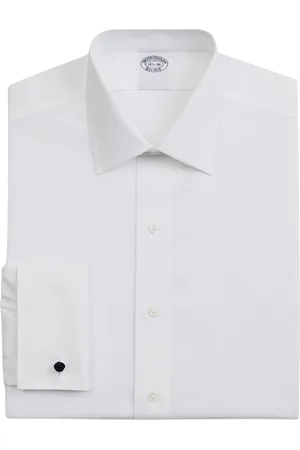 Brooks Brothers Overhemden, Heren, Wit, S, Katoen, Wit Slim Fit Strijkarm Katoenen Dress Shirt met Ainsley Kraag
