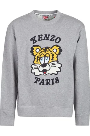 Kenzo Sweatshirts & Hoodies, Heren, Grijs, L, Geborduurde Klassieke Sweater Collectie