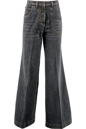 Etro Jeans, Dames, Blauw, W27, Denim, Flare-fit Used-effect Denim Jeans