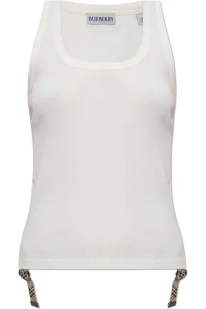 Burberry Tops, Dames, Wit, L, Katoen, Top met Ruches