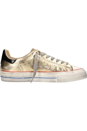 Hidnander Schoenen, Dames, Geel, 37 EU, Leer, Sneakers Golden