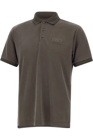 EA7 Tops, Heren, Bruin, M, Zachte Lyocell Blend Polo Shirt Bruin