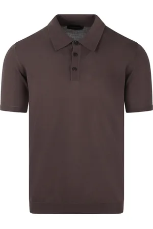 Roberto Collina Tops, Heren, Bruin, L, Katoen, Klassieke Katoenen Polo