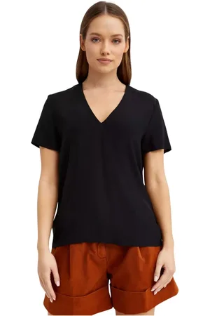 FAY Tops, Dames, Zwart, M, Polyester, Zwarte V-hals Blouse