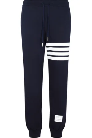 Thom Browne Broeken, Heren, Blauw, XL, Katoen, Klassieke Loopback 4-Bar joggingbroek