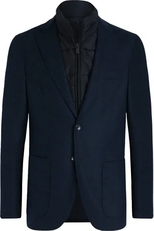 Boggi Milano Pakken, Heren, Blauw, 4Xl, Wol, Wollen Jas met Verwijderbare Bib