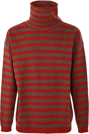 LARDINI Truien, Heren, Rood, L, Wol, Turtleneck Jumper met Streepdetails