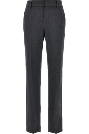 Brunello Cucinelli Broeken, Dames, Grijs, S, Wol, Tropical Luxury Wool Cigarette Broeken