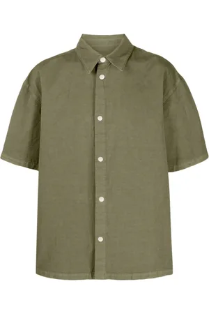 Heron Preston Overhemden, Heren, Groen, S, Katoen, Canvas Military Shirt