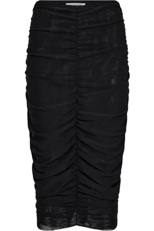 Co`Couture Rokken, Dames, Zwart, M, Geplooide Rok met Gedrapeerde Effecten