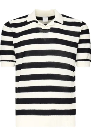 ELEVENTY Tops, Heren, Wit, L, Katoen, Gestreept Polo T-shirt