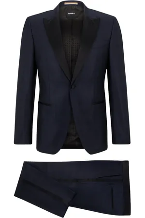 HUGO BOSS Pakken, Heren, Blauw, L, Wol, Elegante smokingjurk