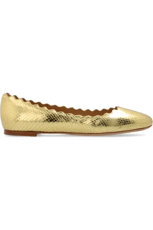 Chloé Schoenen, Dames, Geel, 37 EU, Leer, Leren Ballerina`s Lauren