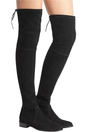 Stuart Weitzman Schoenen, Dames, Zwart, 36 1/2 EU, Leer, Lowland Over-the-Knee Laarzen