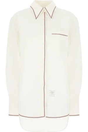 Thom Browne Blouses & Shirts, Dames, Wit, S, Katoen, Stijlvol Overhemd