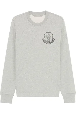 Moncler Sweatshirts & Hoodies, Heren, Grijs, L, Katoen, Logo Sweatshirt - Grijs, Langemouw