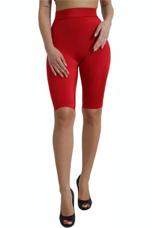 Dolce & Gabbana Broeken, Dames, Rood, S, Nylon, Rode Leggings met Hoge Taille