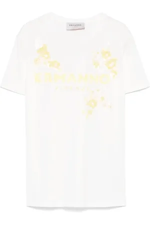 ERMANNO SCERVINO Tops, Dames, Wit, M, Katoen, Casual Katoenen T-shirt