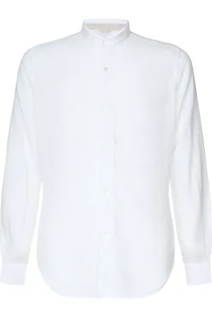 ELEVENTY Overhemden, Heren, Wit, 2Xl, Linnen, Koreaans overhemd