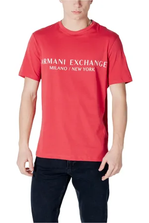 Armani Exchange Tops, Heren, Rood, S, Katoen, Rode Bedrukte Ronde Hals T-Shirt