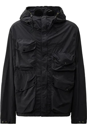 C.P. Company Jassen, Heren, Blauw, S, Nylon, Blauwe jas met Google capuchon