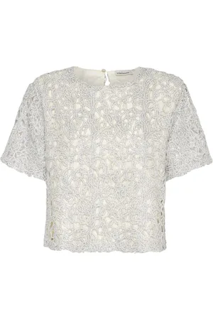 Karen by Simonsen Blouses & Shirts, Dames, Grijs, XL, Zilveren Boothals Losse Fit Top