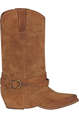 Zoe Schoenen, Dames, Bruin, 37 EU, Suède, Texaanse suède laarzen met puntige neus