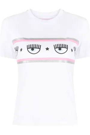Chiara Ferragni Tops, Dames, Wit, S, Katoen, Eyestar T-Shirt