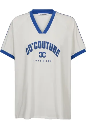 Co`Couture Tops, Dames, Wit, XS, Katoen, Sportief V-Hals Oversized T-shirt
