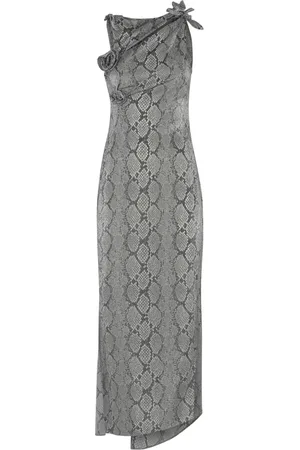 COPERNI Kleedjes, Dames, Veelkleurig, M, Snake Print Asymmetric Flower Gown