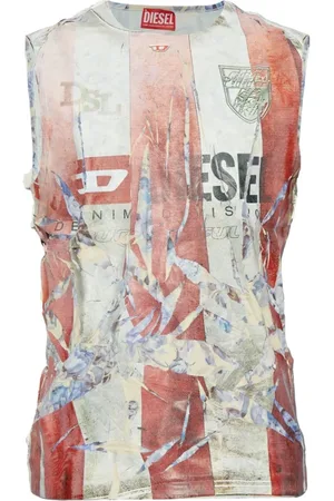 Diesel Tops, Heren, Veelkleurig, M, Rood Gestreept Tanktop