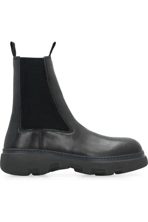 Burberry Schoenen, Heren, Zwart, 40 EU, Leer, Chelsea Boots met elastische inzetstukken