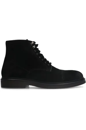 Manfield Schoenen, Heren, Zwart, 43 EU, Suède, Zwarte suède veterschoenen
