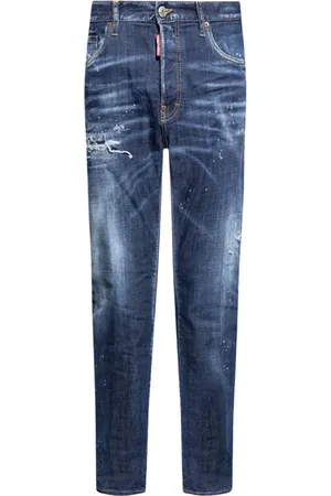Dsquared2 Jeans, Heren, Blauw, S, Denim, Lived-In Effect Straight Denim Jeans