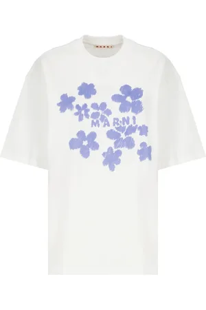 Marni Tops, Dames, Wit, XS, Katoen, Katoenen T-shirt