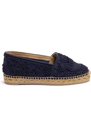 Etro Schoenen, Dames, Blauw, 36 EU, Jute, Blauwe Paisley Geborduurde Espadrilles Ss 25