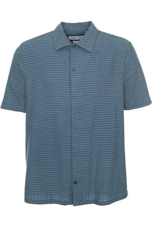 Samsøe Samsøe Overhemden, Heren, Blauw, XL, Klassiek overhemd met webpatroon