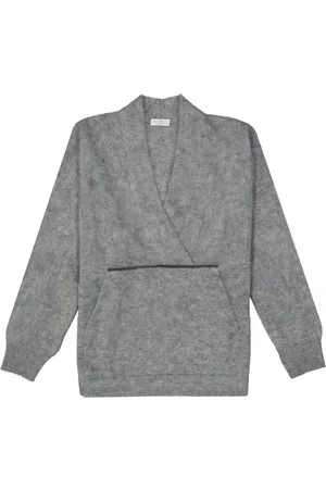 Brunello Cucinelli Truien, Dames, Grijs, M, Wol, Cozy Grijze Mohair Wollen Trui