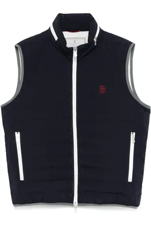 Brunello Cucinelli Jassen, Heren, Blauw, L, Mouwenloze Gilet