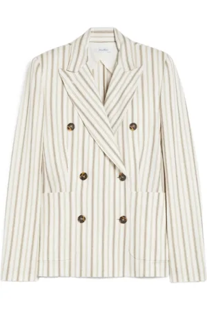 Max Mara Jassen, Dames, Veelkleurig, S, Gestreepte Blazer met Hangende Stijl