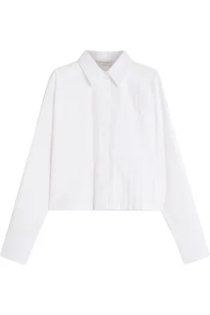 Sportmax Blouses & Shirts, Dames, Wit, 2Xs, Katoen, Deborah Pleated Boxy Shirt