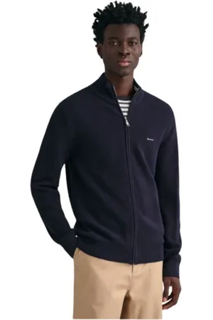 GANT Truien, Heren, Blauw, L, Katoen, Zip-Up Cardigan