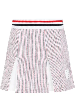 Thom Browne Rokken, Dames, Veelkleurig, S, Katoen, Mini Geplooide Rok met Boxplooien