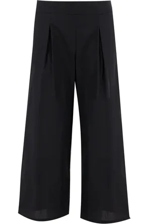ERMANNO SCERVINO Broeken, Dames, Zwart, S, Katoen, Wijde katoenen broek