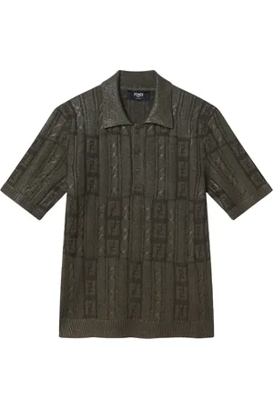 Fendi Tops, Heren, Bruin, M, Katoen, Polo Shirt met Korte Mouwen