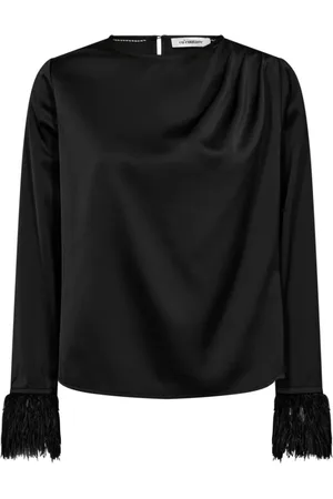 Co`Couture Blouses & Shirts, Dames, Zwart, XL, Veren Blouse Topper Feesttop