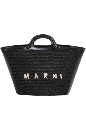 Marni Tassen, Dames, Zwart, ONE Size, Katoen, Tropicalia Raffia Handtas