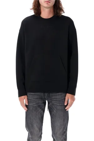 Emporio Armani Sweatshirts & Hoodies, Heren, Zwart, S, Katoen, Sweatshirt met reliëflogo van gebreide stof