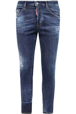 Dsquared2 Jeans, Heren, Blauw, S, Denim, Contrast Stitching Denim Jeans